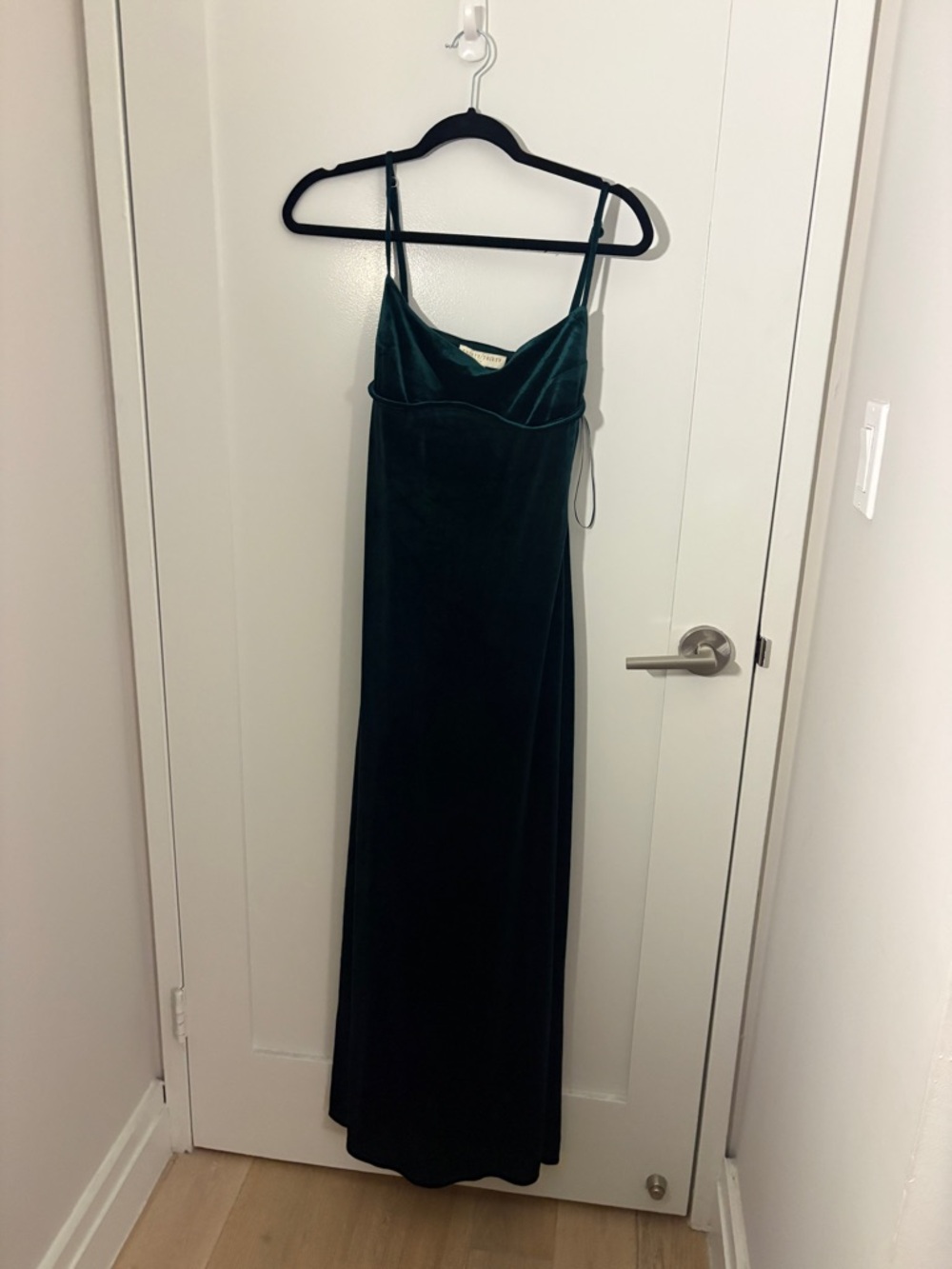 Velvet Spaghetti Strap Maxi Dress - Emerald Green